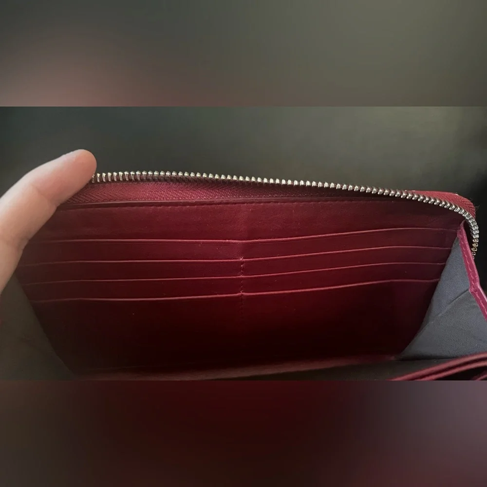 Christian Dior Red Long Zippy Wallet with Crossbody Chain